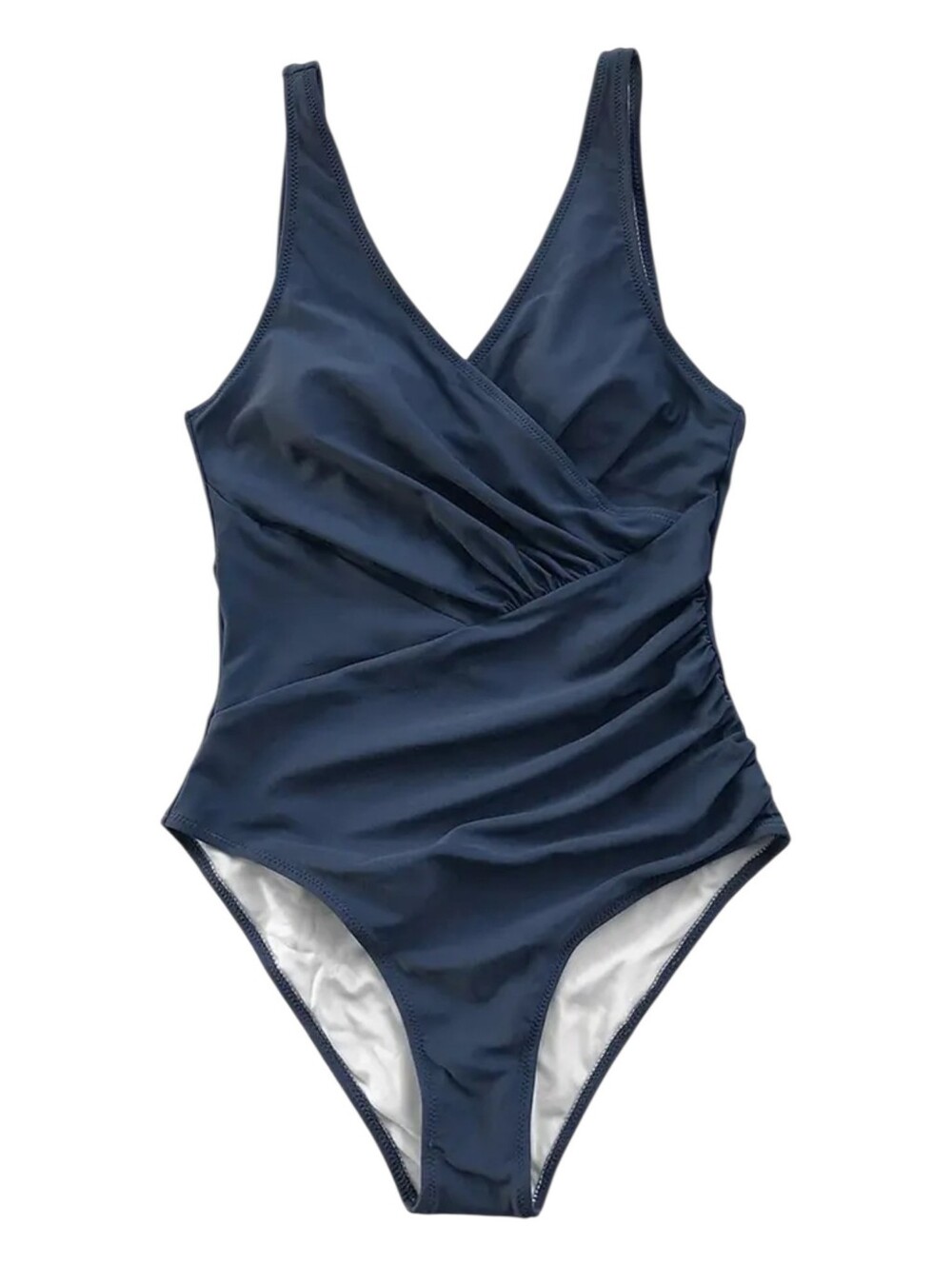 Cupshe Ruched Navy Solid One-piece Swimsuit